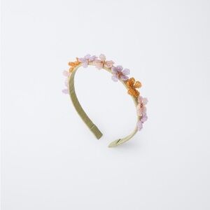 Zara Girls Floral Crystal Hairband Purple Orange Dainty Design
